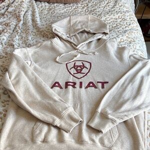 Ariat Tan Hoodie with Maroon Logo